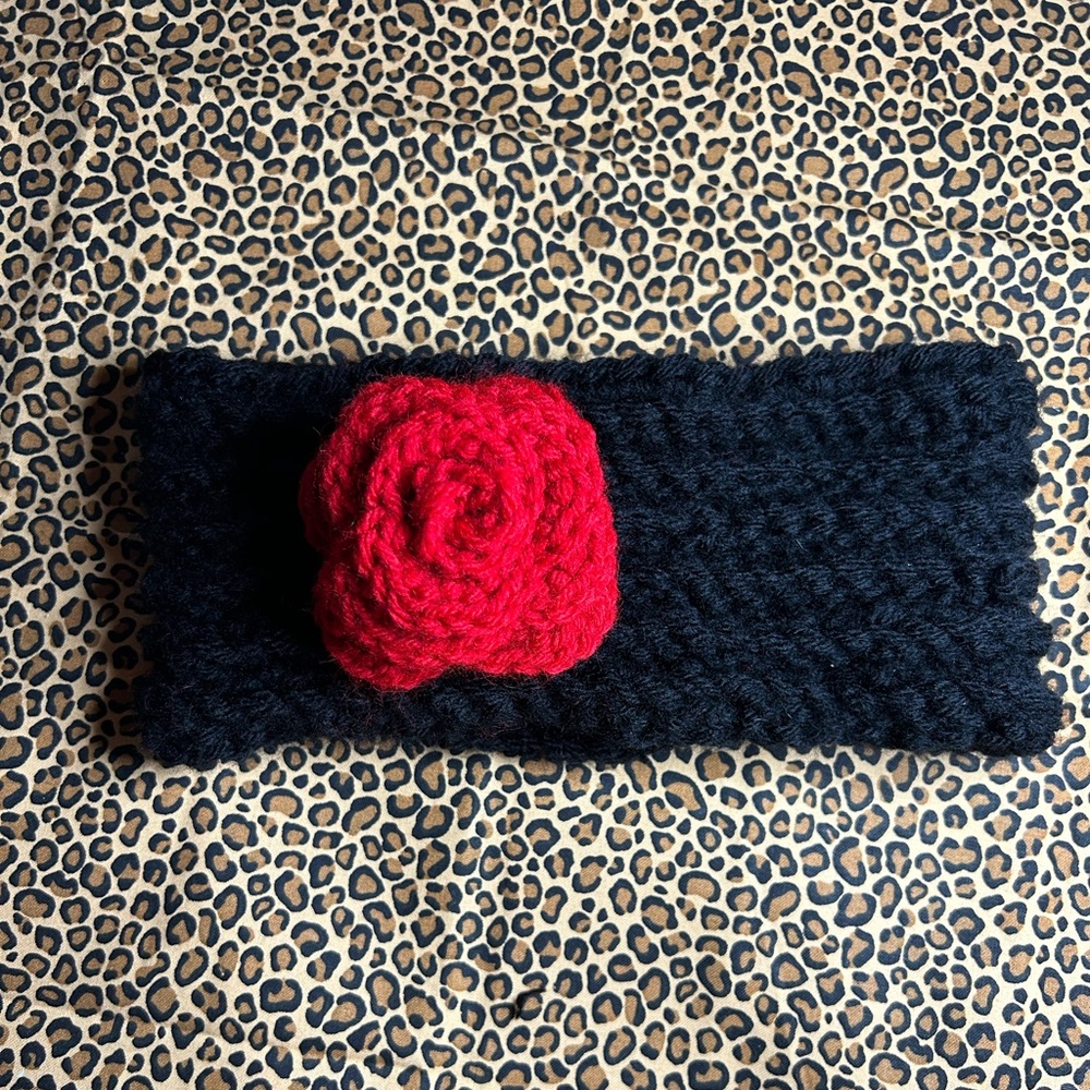 Handmade crochet ear warmer headband with scarf